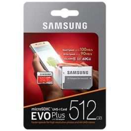 TARJETA MICROSD XC + ADAPTADOR SAMSUNG EVO PLUS - 512GB - CLASE 10 - 100MB/S