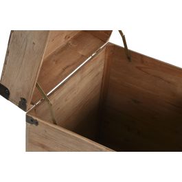 DKD Home Decor Baúl Oriental Natural Marron Claro Abeto Metal Set 2 Piezas 48x61x48 cm Hecho a Mano