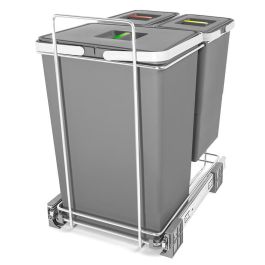 HERRAJES ALK Cubo Basura Reciclaje Ecofil Antracita Doble 2 Contenedores 24L (48L Total) Extracción Total Mueble Cocina Termoplástico