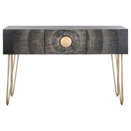 Consola Home ESPRIT Negro Dorado Metal Madera de mango 120 x 38 x 76 cm