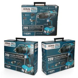 Koma Tools Kit maletín taladro percutor/atornillador 20V con 2 baterías 2.0Ah, cargador y accesorios Pro Series Koma Tools Kit maletín taladro percutor/atornillador 20V con 2 baterías 2.0Ah, cargador y accesorios Pro Series