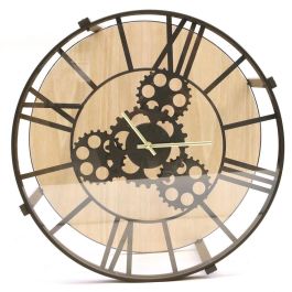 Home Deco Factory Mesa Auxiliar con Reloj Industriel Diámetro 50,5 cm Alto 51 cm