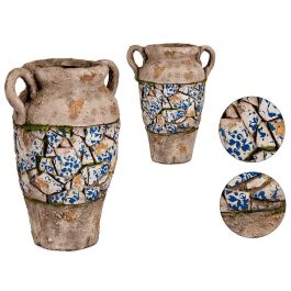 Jarrón de poliresina rústico Ibergarden 35.5 cm - Gris, Blanco, Azul (2 Unidades) Precio: 62.50000053. SKU: S3610562