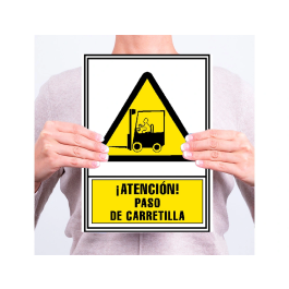 Archivo 2000 Pictograma Atencion Paso de Carretilla PVC Amarillo Luminiscente 210x297 mm