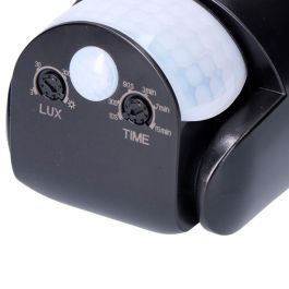 Edm Sensor de movimiento y crepuscular 15 m IP65 Negro con regulador de tiempo y luz, ángulo de detección 180°/360°, 1200W