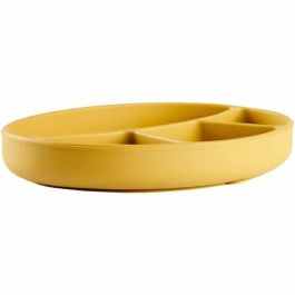 Thermobaby Plato con Ventosa THE3023191595497 - Silicona, Compartimentado, Antideslizante - Amarillo Miel