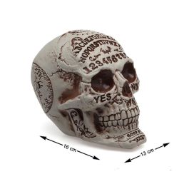 Calavera Decorativa con Grabados Esotéricos y Efecto Envejecido 13x16x18 cm para Ambiente Gótico y Misterioso Precio: 4.94999989. SKU: B15P3644CM