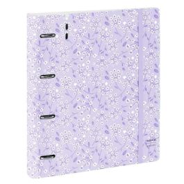 Carpeta Con Recambio Safta Din A4 Cuadro 5 mm Polipropileno Foam 4 Anillas 35 mm Estampados Floral Lila