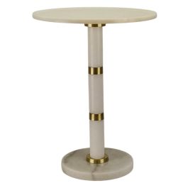 DKD Home Decor Mesita Auxiliar Moderna de Mármol y Metal Blanco Dorado 41 x 58 x 41 cm