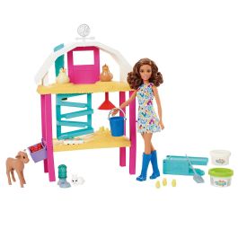 Barbie Hgy88 Muñeca Granja ¡Incuba Huevos! Set con Muñeca, Gallinero, Animales y Plastilina para Niñas +4 Años