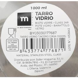 Tarro de vidrio con tapa de acero y asa 1000 ml - La Mediterranea (12 Unidades) Tarro de vidrio con tapa de acero y asa 1000 ml - La Mediterranea (12 Unidades)