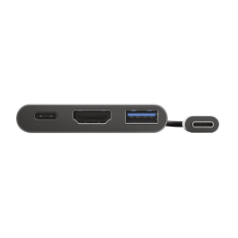 Trust 23772 Adaptador Multipuerto USB-C 3 en 1 con HDMI, USB-A y USB-C PD para Portátil y MacBook, Aluminio Negro