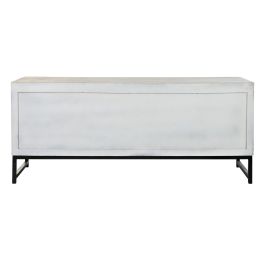 DKD Home Decor Mueble TV Blanco Mango y Metal 130 x 40 x 55 cm