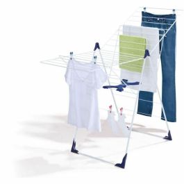 Leifheit 81408 Secadora de Pie CLASSIC 200 Flex 20 Metros de Secado (2 Lavadoras) Cierre Semiautomático Multiposiciones Blanco y Azul