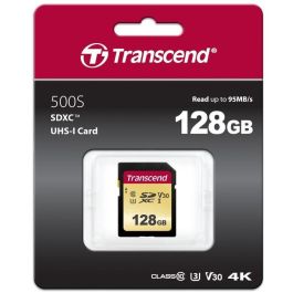Transcend SDXC SDC500S 128GB Tarjeta de Memoria UHS-I U3 Clase 10, 95 MB/s Lectura, 60 MB/s Escritura