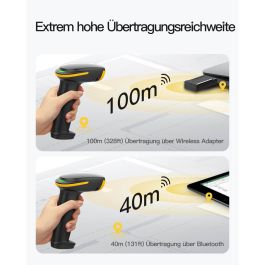 Inateck Lector de Códigos de Barras Inalámbrico y Cableado 2D CMOS BCST-35_black Portátil
