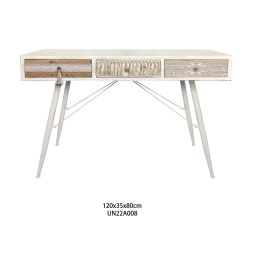 DKD Home Decor Consola Boho Blanco Natural 120 x 35 x 80 cm