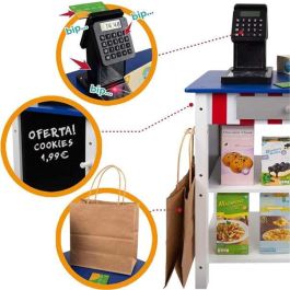 Woomax Supermercado de Madera con 25 Accesorios y Caja Registradora Eléctrica 48x30xh70 cm