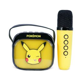 OTL TECHNOLOGIES Altavoz y Micrófono Karaoke LED Pikachu Pokemon Inalámbrico Bluetooth