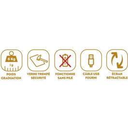 Little Balance Báscula de Cocina Green Power USB 6 kg / 1 g - Recargable - Cristal Templado Plata Perla