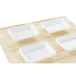 DKD Home Decor Set de 9 Piezas Sushi Oriental Bambú Pizarra Natural Negro Blanco 22 x 28 x 2.5 cm