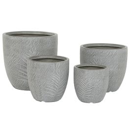 Set de Maceteros Home ESPRIT Gris claro Fibra de Vidrio Magnesio 44 x 44,5 x 43 cm (4 Unidades)