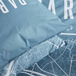 Today JAVA Juego de cama para 2 personas - Algodón Estampado París - Azul - 240x220 cm