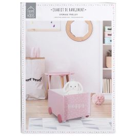 Home Deco Kids Carro Almacenar Infantil Rosa para Niños con Ruedas Decorativas 35x47 cm