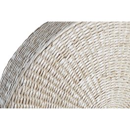 DKD Home Decor Cojín de Suelo Cuadrado Estilo Balinés para Decoración del Hogar, Natural, 60x60x11 cm, Hecho a Mano con Poliéster y Fibra