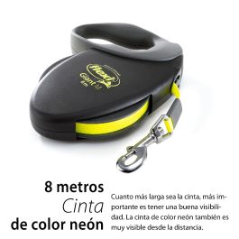 Flexi Correa Retráctil Giant M NEON para Perros Grandes, Cinta de 8m Nylon Duradero, Agarre Ergonómico Suave para Paseos Cómodos