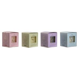 DKD Home Decor Vela Urban Set 4 Unidades Surtidas 200gr Cristal Cera, Varios Colores (Verde Menta, Azul Celeste, Rosa Palo, Lila) 36h, 8x10x8cm