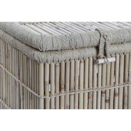 DKD Home Decor Baúl Balinés de Almacenamiento Decorativo Bambú y Cuerda Natural 46x74x46 cm - Set de 2
