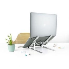 TooQ TQLRS0033-AL Soporte Elevador Plegable para Portátiles 11-15", Tablets y Móviles, 7 Niveles de Altura, Ventilación, Antideslizante Plata