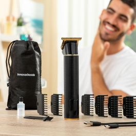 Pack Plantilla para Afeitado de Barba Hipster Barber y Cortapelos Profesional Recargable con Accesorios InnovaGoods