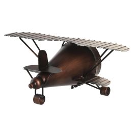 DKD Home Decor Reloj Sobremesa Loft Dorado Plateado Hierro Cristal con forma de Avion 21 x 14 x 35 cm (2 Unidades)