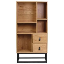 Home Deco Factory Librería Con 2 Cajones de Madera y Metal Colección Industriel 60x29x120 cm