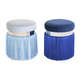 Reposapiés DKD Home Decor Plateado Metal Azul cielo Azul marino Flecos 35 x 35 x 41 cm (2 Unidades) Precio: 98.78999988. SKU: B1AWTSRT33