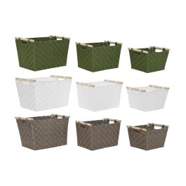 Juego de Cestas Home ESPRIT Verde Gris Crema Madera Polipropileno (3 Piezas) (3 Unidades) Precio: 95.5000002. SKU: B1B24BCZKF