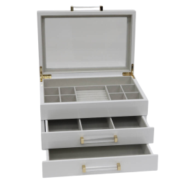 DKD Home Decor Joyero Tradicional Blanco Madera y Cristal 26.50 x 19 x 16 cm (2 Unidades) Precio: 110.49999994. SKU: B17PDCSNTM