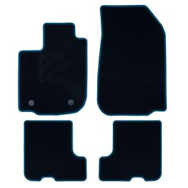 OCC Design OCCDC0013BL Juego de Alfombrillas a Medida Dacia Sandero 2012-2016 5 Piezas Ribete Azul, Velour Antideslizante, Anclaje Original
