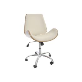 DKD Home Decor Silla de Oficina Colección White Office Moderna Ajustable Crema Marrón PU Nogal 52x58.5x98cm Cromada Altura Asiento 50cm Precio: 132.49999972. SKU: B1EPN4M8JS