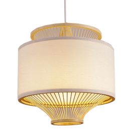 DKD Home Decor Lámpara de Techo Balines de Bambú y Poliéster Blanco Natural 40x40x52cm con Casquillo E27 50W Precio: 90.49999948. SKU: S3020693