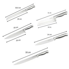 Nirosta FAC3176239998085 - Juego de 5 Cuchillos de Cocina Profesionales de Acero Inoxidable (24-33,5 cm)