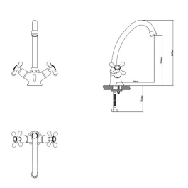 Edouard Rousseau Grifo mezclador de fregadero Beverley Mecánico Cabezal Cerámica Latón Acero Inoxidable