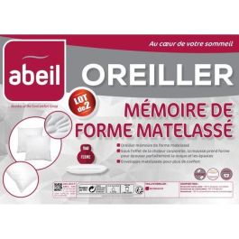 Abeil Lote de 2 almohadas viscoelásticas acolchadas 60x60 cm blancas con funda de microfibra de poliéster Abeil Lote de 2 almohadas viscoelásticas acolchadas 60x60 cm blancas con funda de microfibra de poliéster