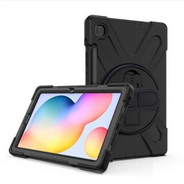 eSTUFF Funda AUSTIN Defender para Galaxy Tab S6 Lite 2024/2022/2020, Negra, Antigolpes, con Soporte 360°, Correa de Mano y Hombro, Portalápiz