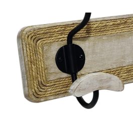 DKD Home Decor Perchero de Pared Cottage Mango Cuerda Hierro Marrón 53x18x10 cm con 4 Ganchos (2 Unidades)