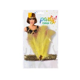 Diadema Dorada con Pluma y Lentejuelas - Accesorio para Fiestas Temáticas Años 20