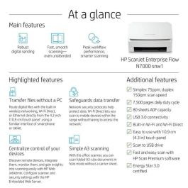 HP N7000 snw1 ScanJet Enterprise Flow Escáner de Alto Volumen, 75 ppm, 7500 páginas/día