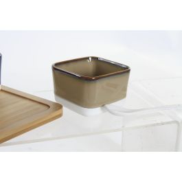 DKD Home Decor Set de Aperitivo Moderno de 5 Piezas en Porcelana y Bambú, Multicolor 20x1.3x27 cm, Apto para Microondas y Lavavajillas.